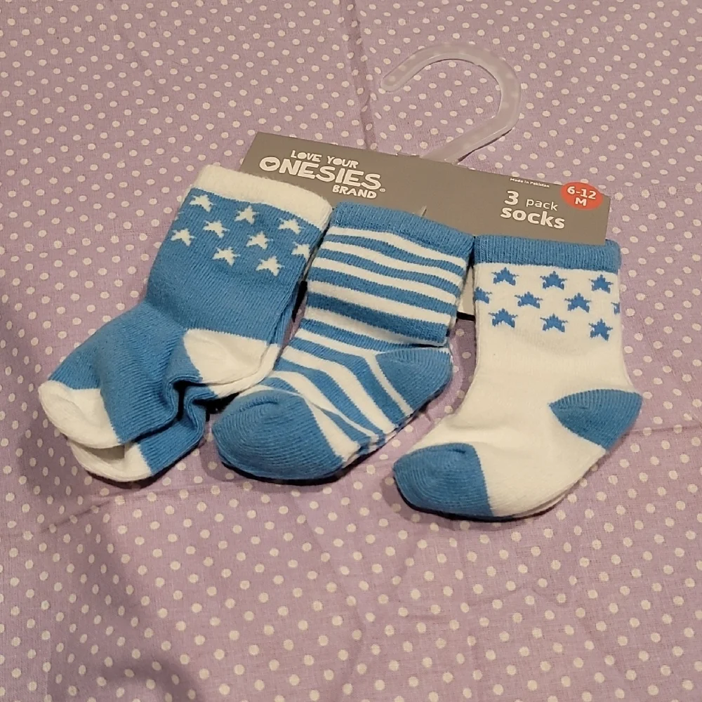 Blue Baby Bib and Sock Set